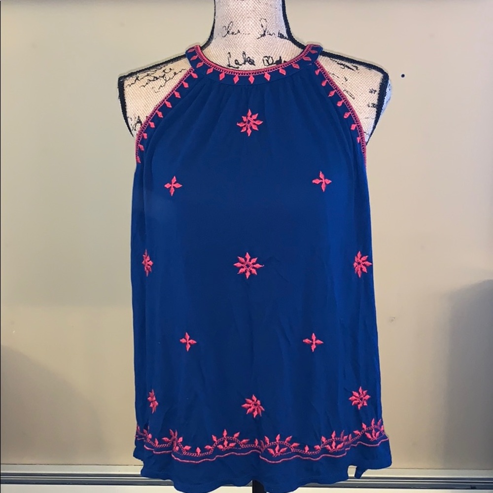 Beautiful blue and pink halter from LOFT. Size S